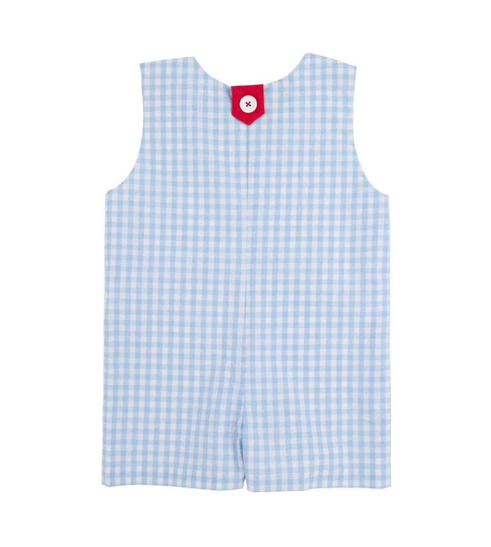 Prescott Pocket Jon Jon - Beale Street Blue Gingham with Richmond Red Boy Jon Jon Beaufort Bonnet 