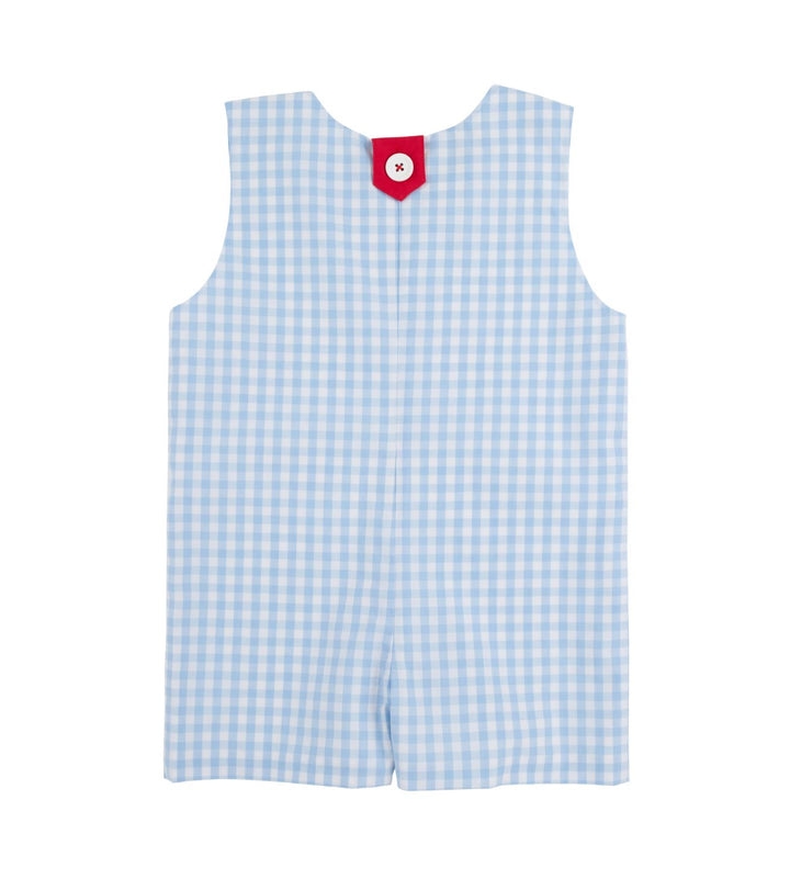 Prescott Pocket Jon Jon - Beale Street Blue Gingham with Richmond Red Boy Jon Jon Beaufort Bonnet 
