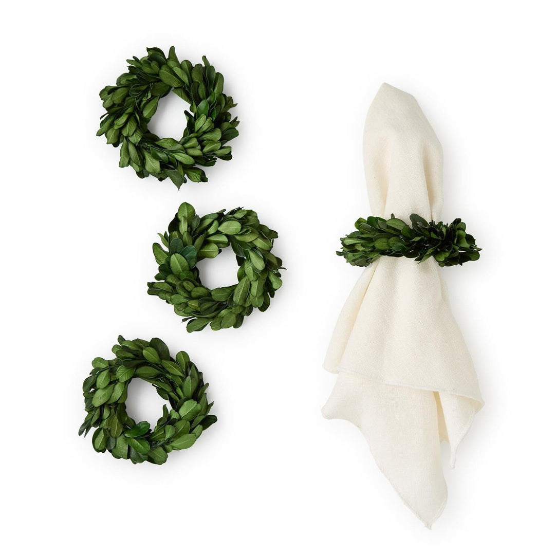 Preserved Boxwood Wreath Napkin Rings - Set of 4 Napkin Rings Two's Company 
