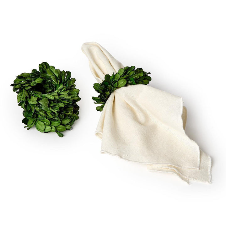 Preserved Boxwood Wreath Napkin Rings - Set of 4 Napkin Rings Two's Company 
