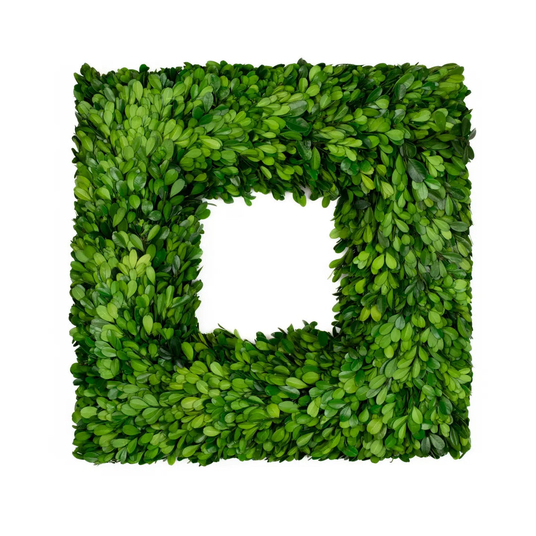Preserved Square Boxwood Wreath - 16" Wreaths & Garlands Mills Floral 
