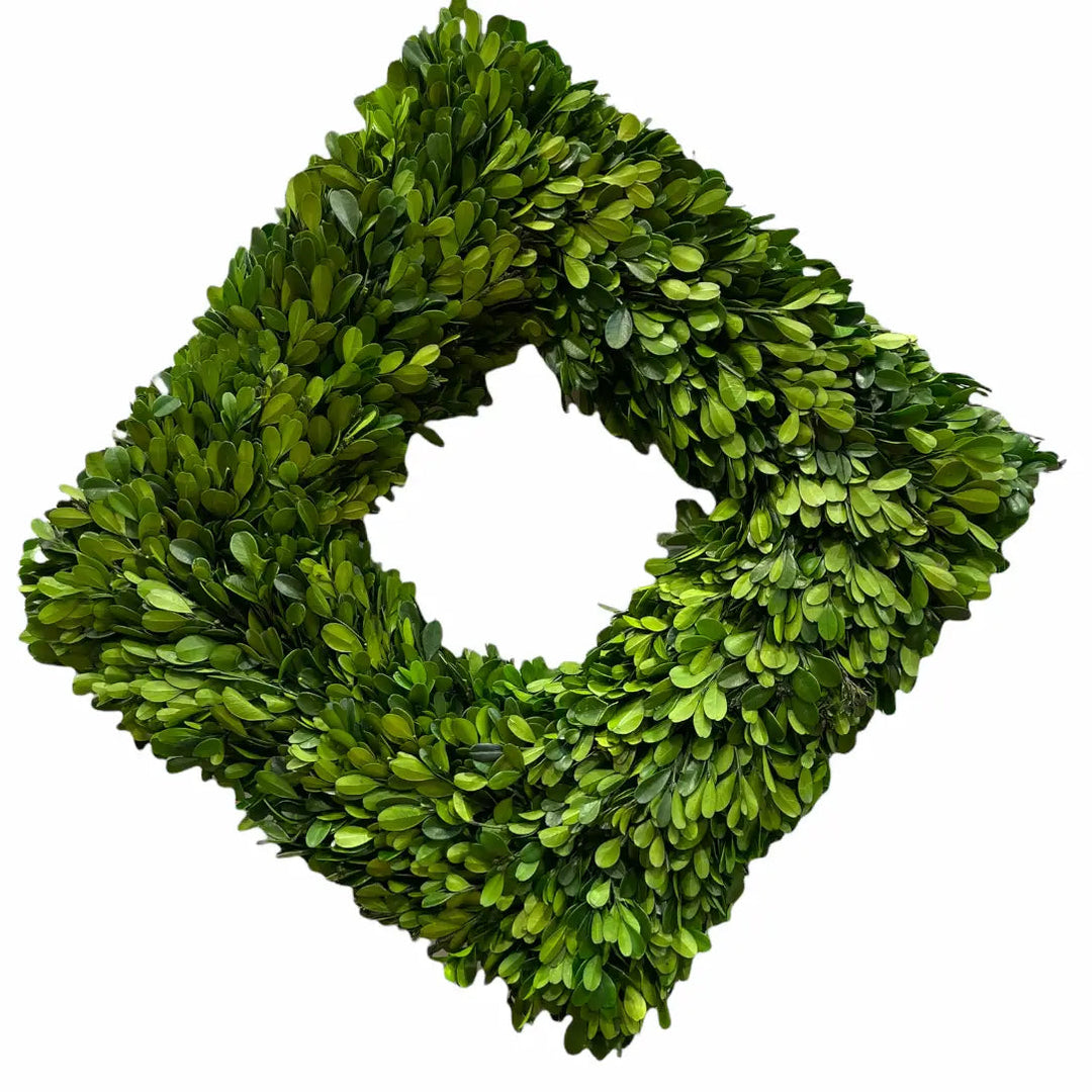 Preserved Square Boxwood Wreath - 16" Wreaths & Garlands Mills Floral 