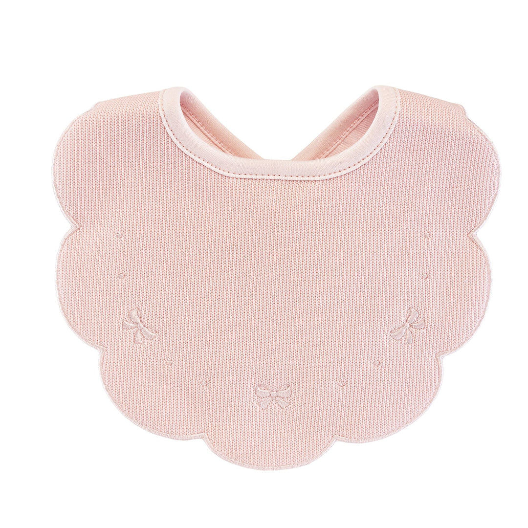 Pretty Bows & Dots Jacquard Scallop Bib - Pink Bib Baby Club Chic 