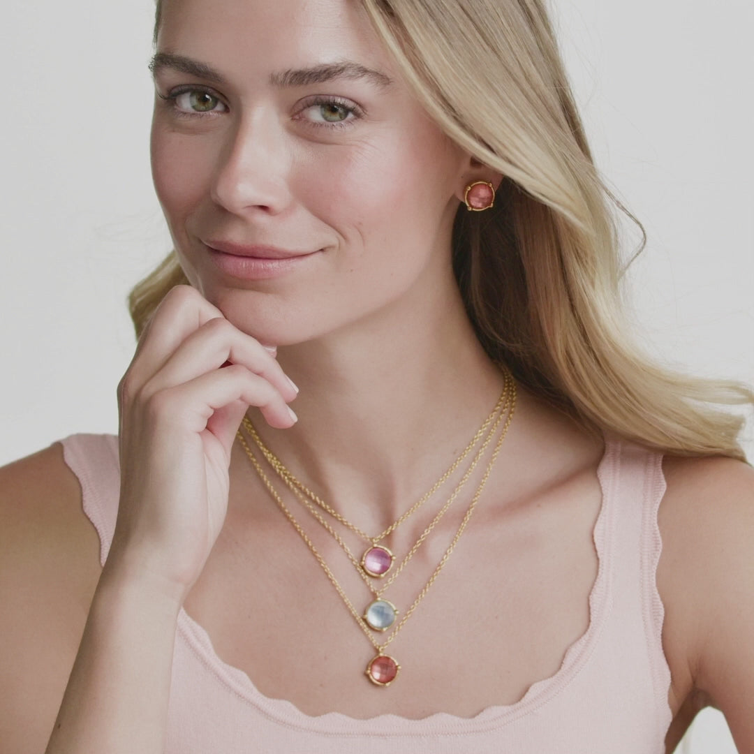 Honeybee Solitaire Necklace - Iridescent Chalcedony Blue