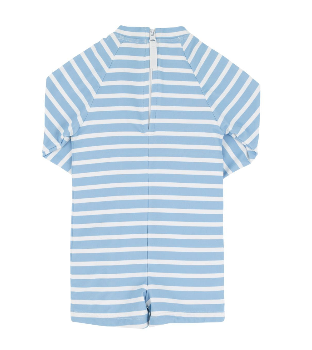 Price Pool Romper - Sarasota Sky Stripe Boy Bathing Suit Beaufort Bonnet 