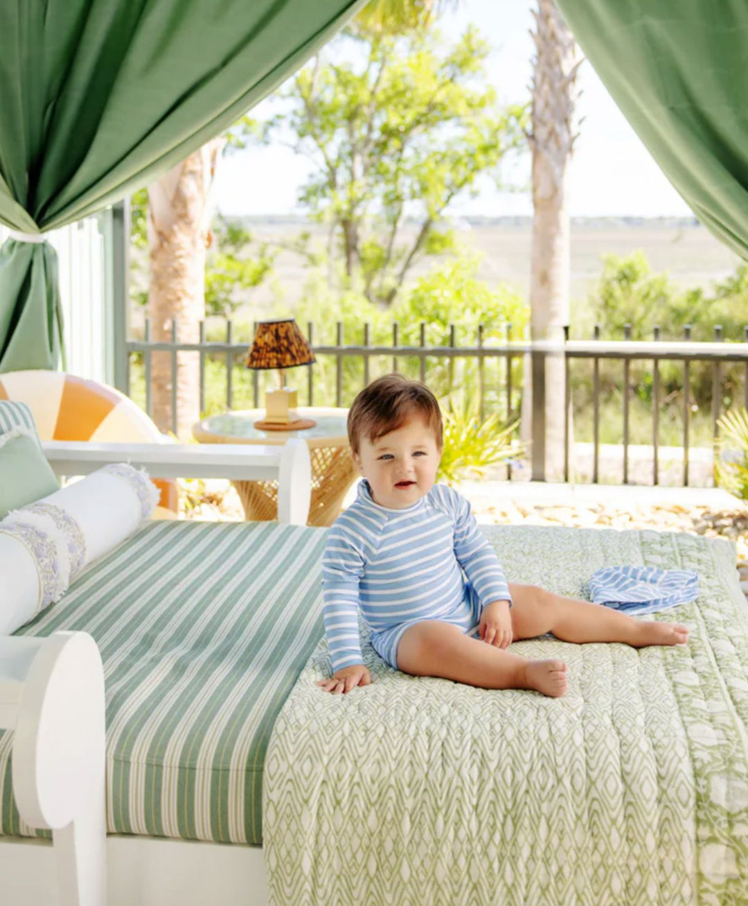 Price Pool Romper - Sarasota Sky Stripe Boy Bathing Suit Beaufort Bonnet 
