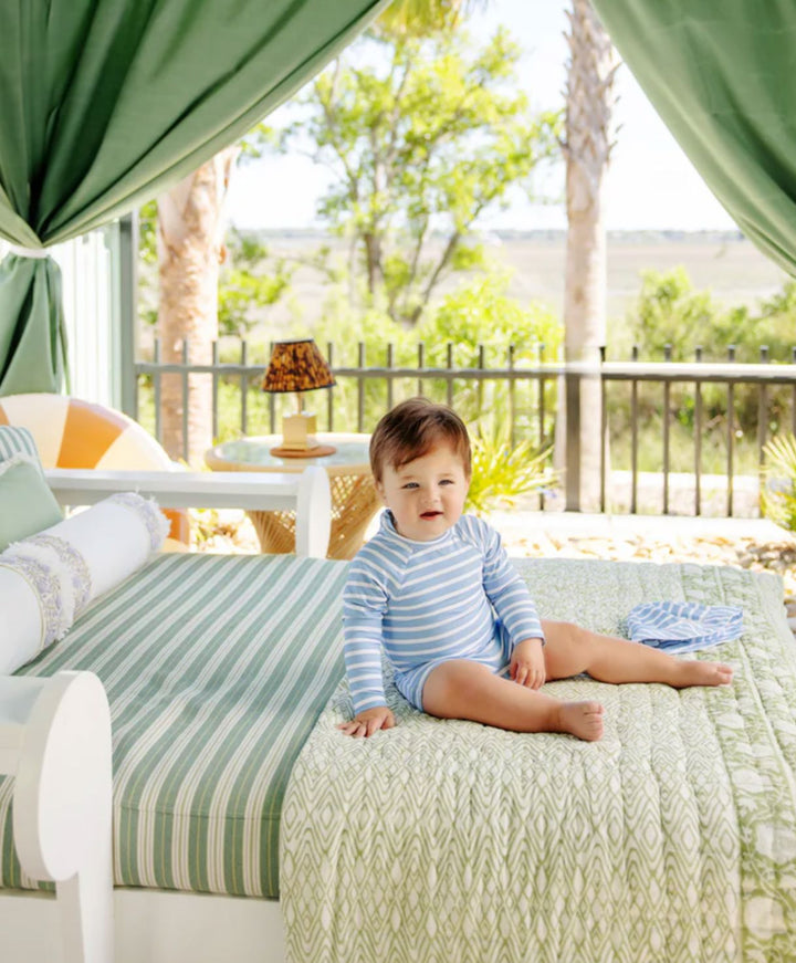 Price Pool Romper - Sarasota Sky Stripe Boy Bathing Suit Beaufort Bonnet 
