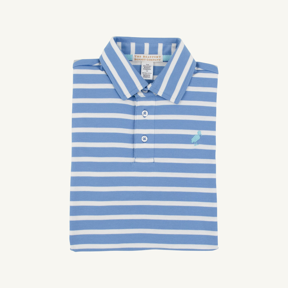 Prim and Proper Beach Polo - Barbados Blue Stripe Boy Shirt Beaufort Bonnet 