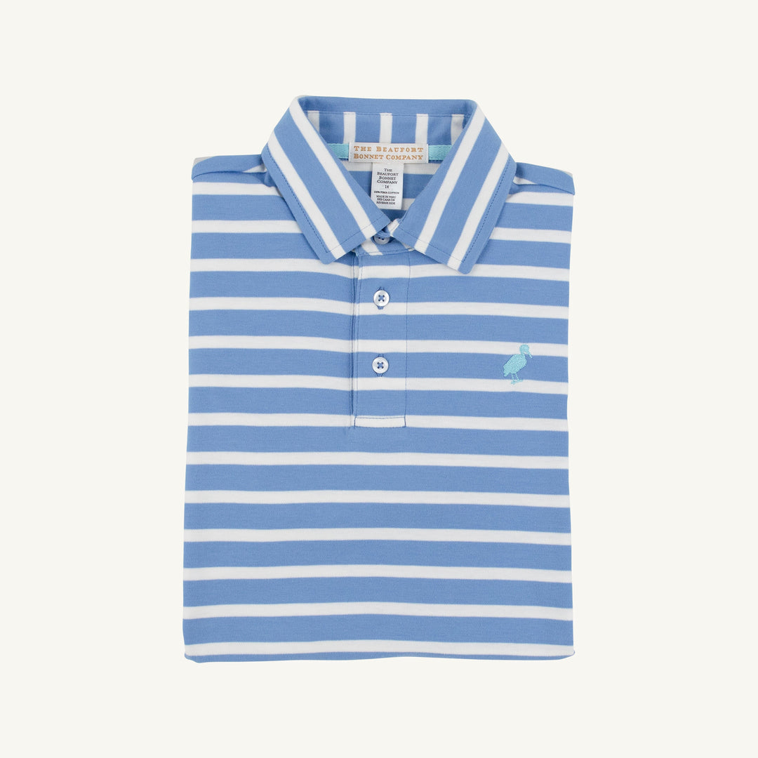 Prim and Proper Beach Polo - Barbados Blue Stripe Boy Shirt Beaufort Bonnet 