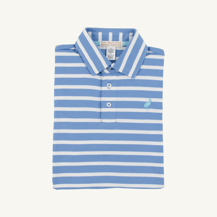 Prim and Proper Beach Polo - Barbados Blue Stripe Boy Shirt Beaufort Bonnet 
