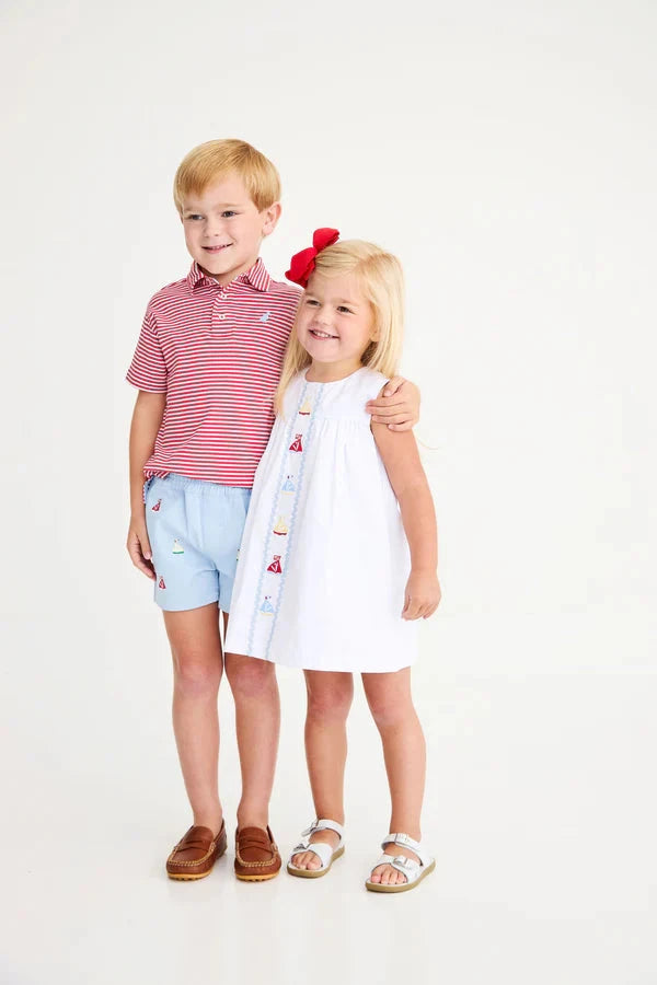 Prim and Proper Beach Polo - Sumner County Stripe Richmond Red Boy Shirt Beaufort Bonnet 