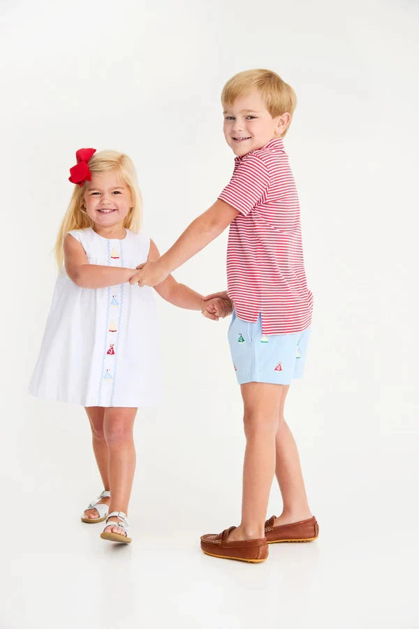 Prim and Proper Beach Polo - Sumner County Stripe Richmond Red Boy Shirt Beaufort Bonnet 