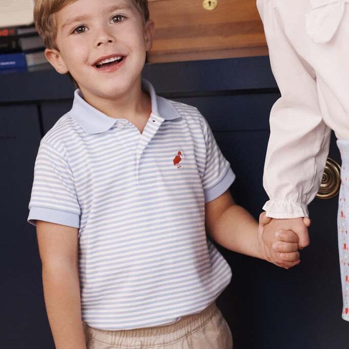 Prim and Proper Polo - Beale Street Blue Stripe Boy Shirt Beaufort Bonnet 