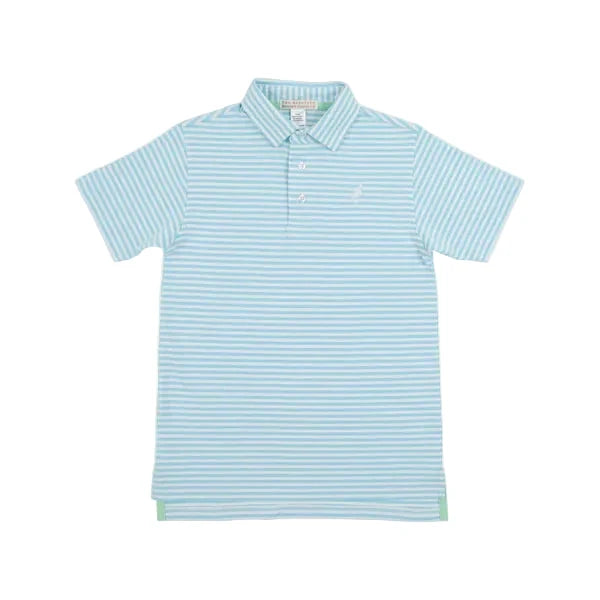 Prim and Proper Polo - Brookline Blue Stripe Boy Shirt Beaufort Bonnet 