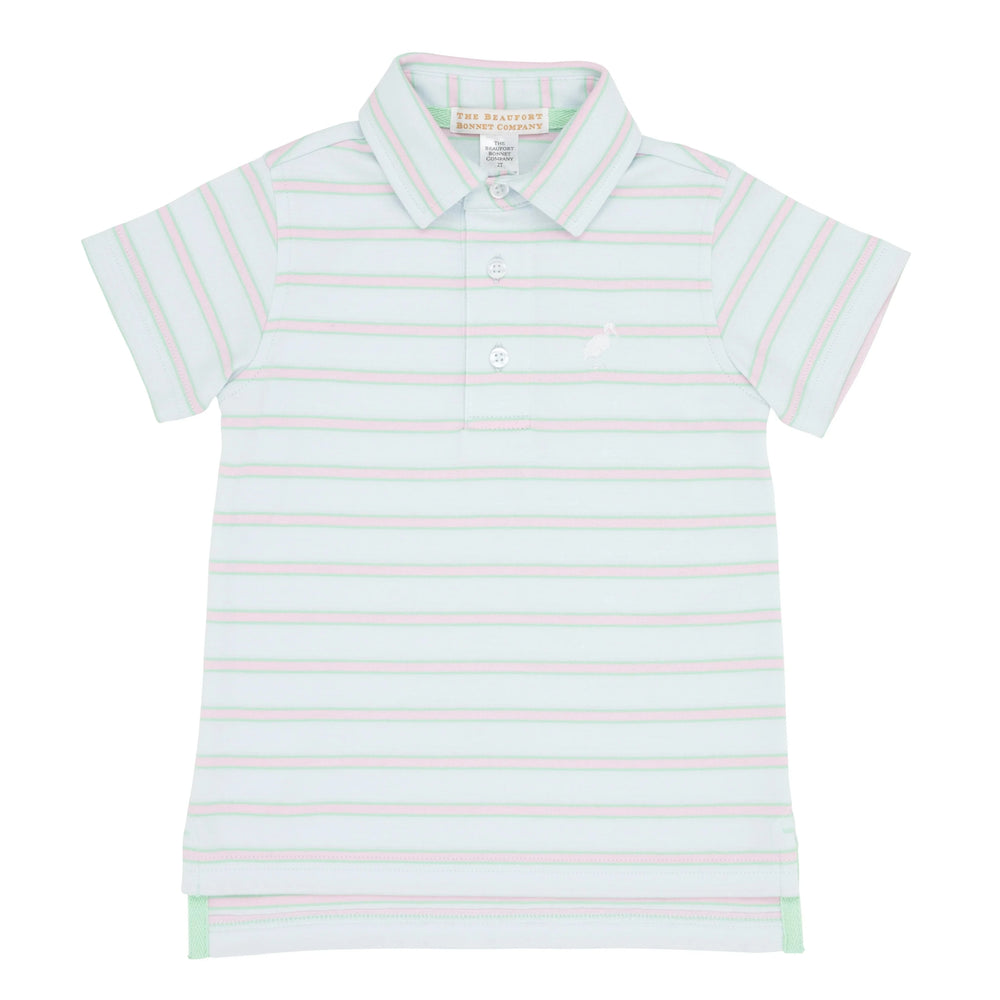 Prim and Proper Polo - Buckhead Blue, Grace Bay Green, And Palm Beach Pink Stripe Boy Shirt Beaufort Bonnet 