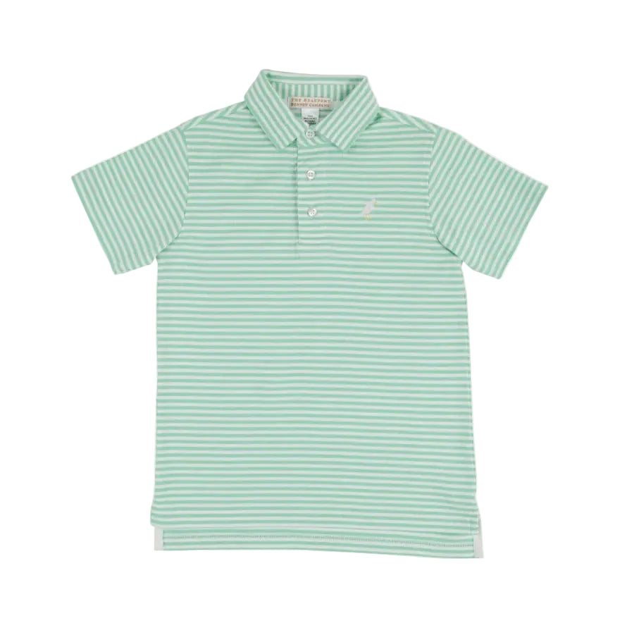 Prim and Proper Polo - Grace Bay Green Stripe Boy Shirt Beaufort Bonnet 