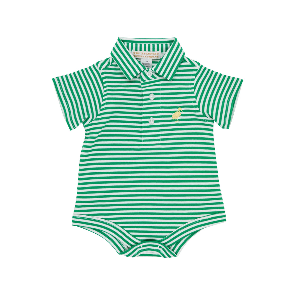 Prim and Proper Polo - Kiawah Kelly Green Stripe Boy Shirt Beaufort Bonnet 0-6m 
