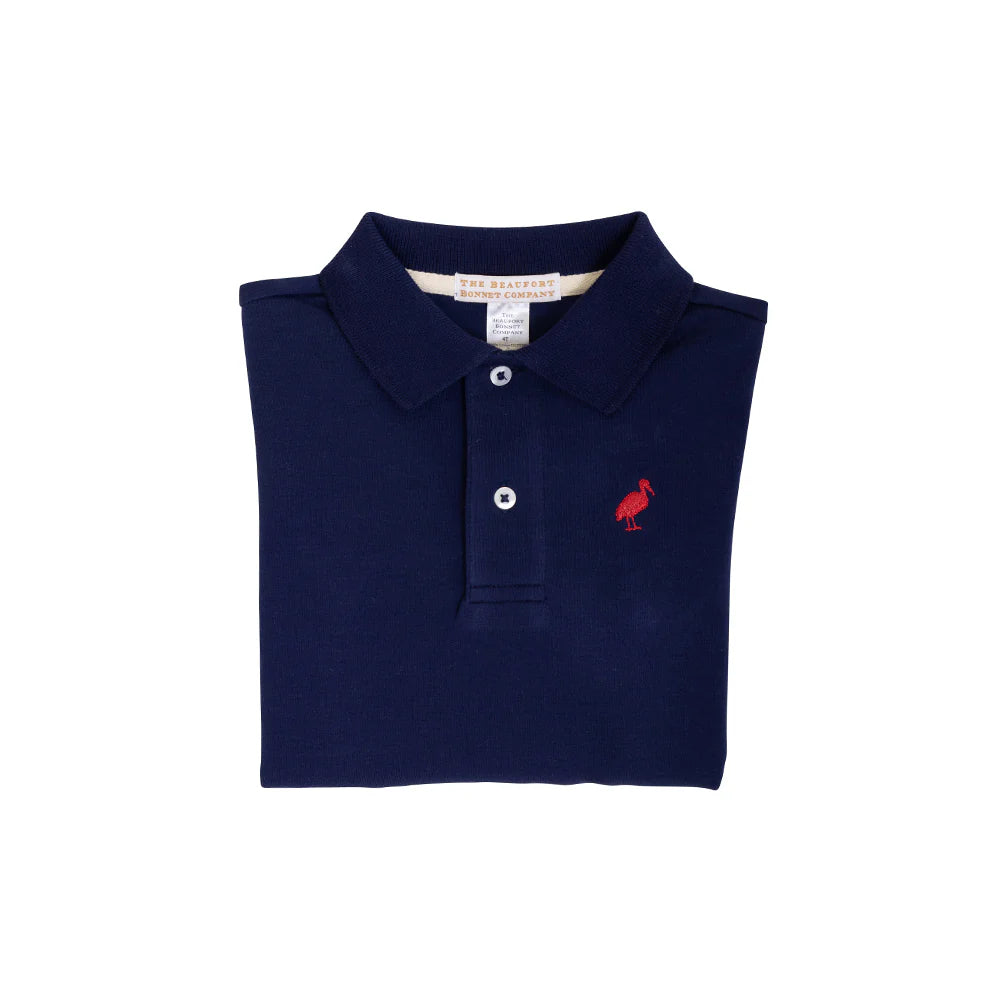 Prim and Proper Polo LS - Nantucket Navy Boy Shirt Beaufort Bonnet 