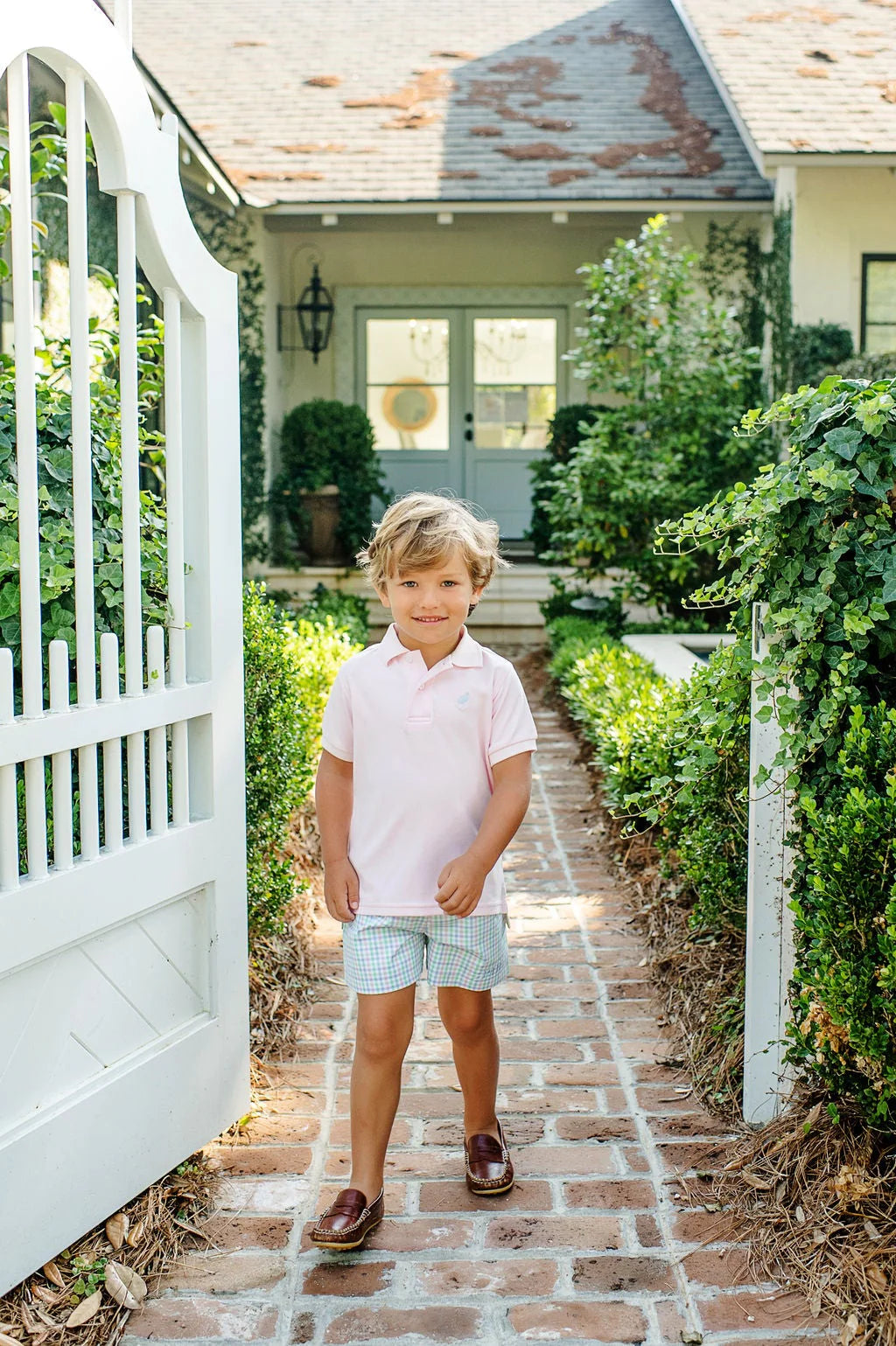 Prim and Proper Polo - Palm Beach Pink Boy Shirt Beaufort Bonnet 