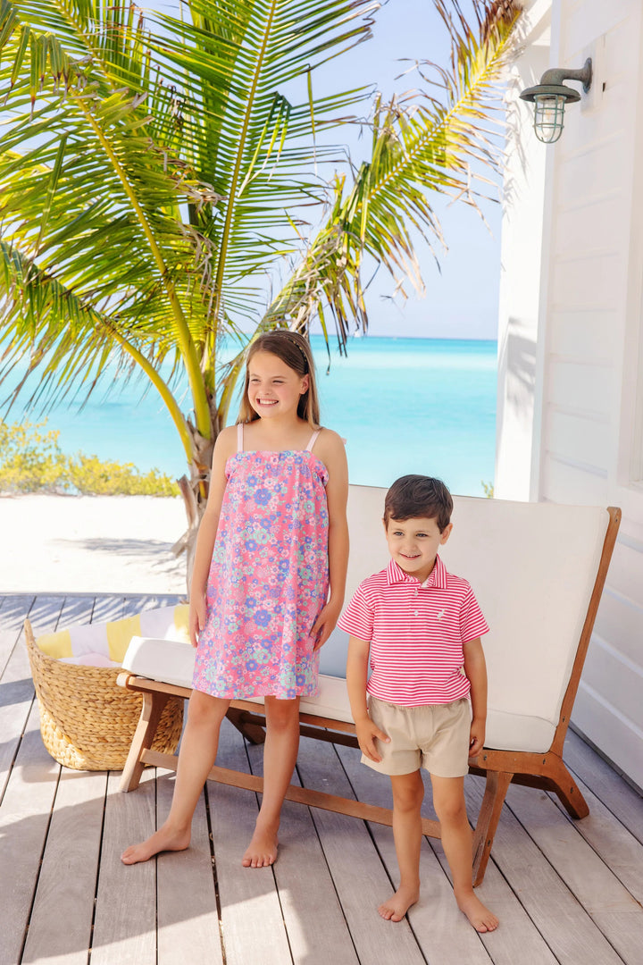 Prim and Proper Polo - Palm Springs Punch Stripe Boy Shirt Beaufort Bonnet 