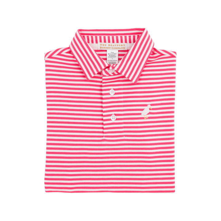 Prim and Proper Polo - Palm Springs Punch Stripe Boy Shirt Beaufort Bonnet 