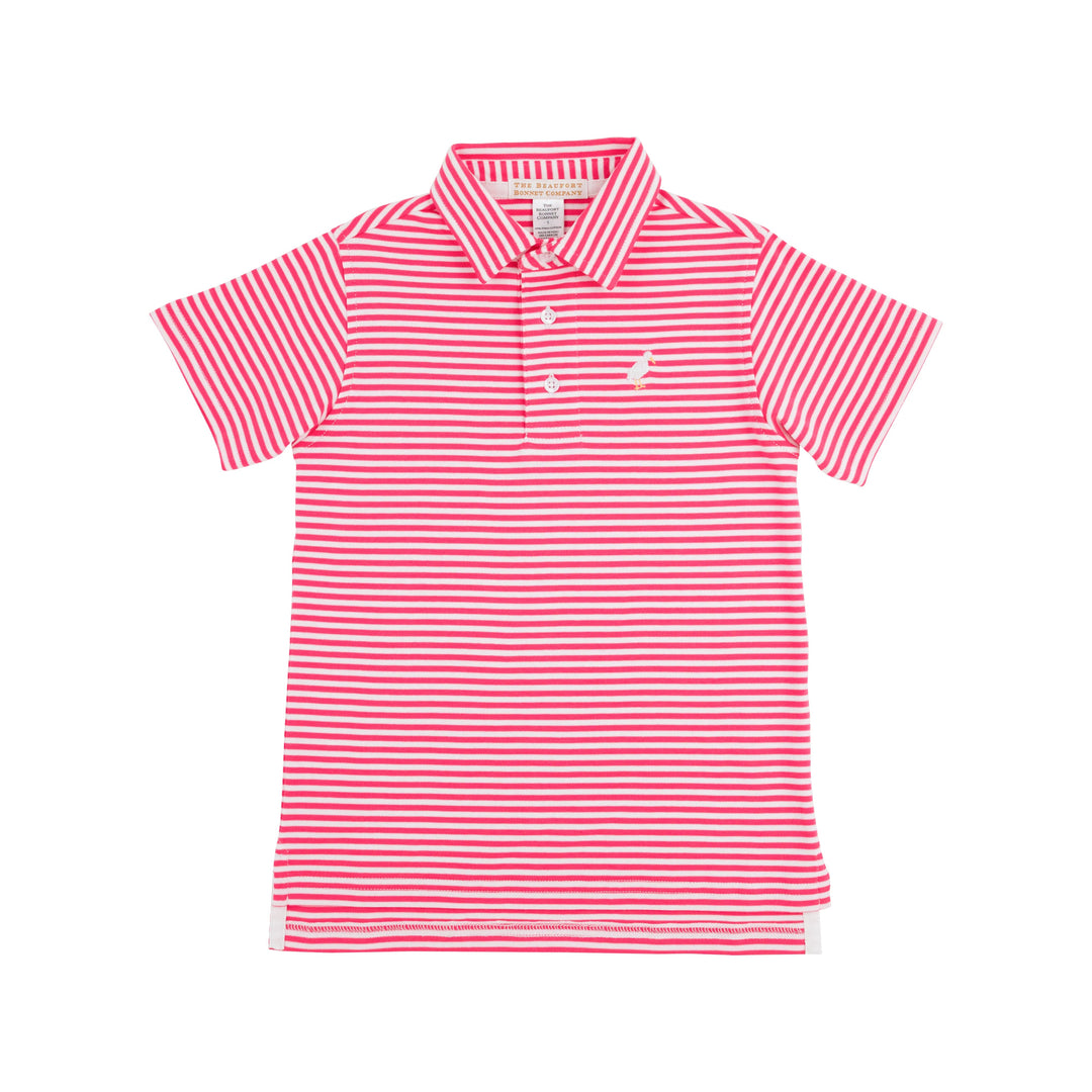 Prim and Proper Polo - Palm Springs Punch Stripe Boy Shirt Beaufort Bonnet 