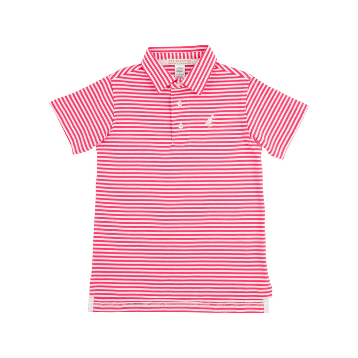 Prim and Proper Polo - Palm Springs Punch Stripe Boy Shirt Beaufort Bonnet 