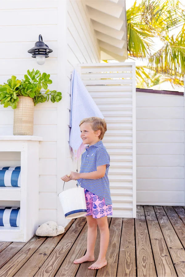 Prim and Proper Polo - Rockefeller Royal Stripe Boy Shirt Beaufort Bonnet 