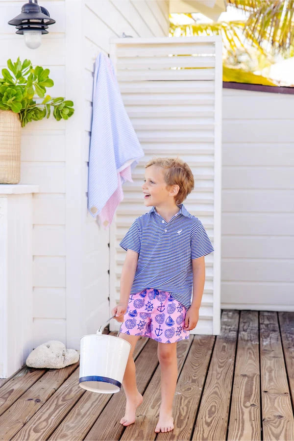 Prim and Proper Polo - Rockefeller Royal Stripe Boy Shirt Beaufort Bonnet 