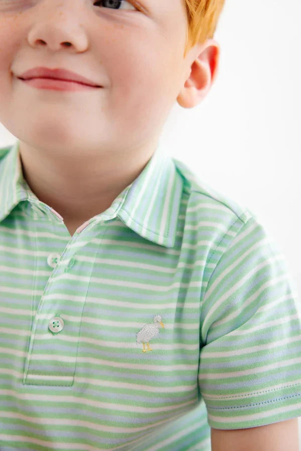 Prim and Proper Polo - Sumner County Stripe Boy Shirt Beaufort Bonnet 