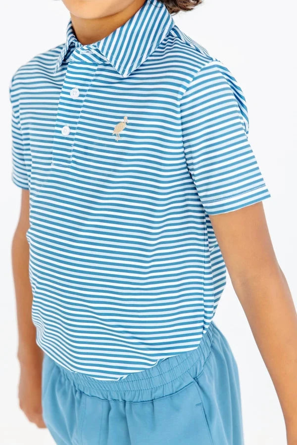 Prim and Proper Prepletic Polo - Sumner County Stripe Barnsley Blue Boy Shirt Beaufort Bonnet 