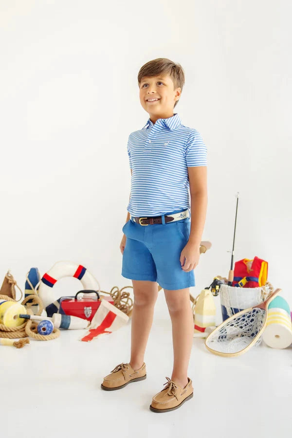 Prim and Proper Prepletic Polo - Sunrise Blvd Blue Stripe Boy Shirt Beaufort Bonnet 