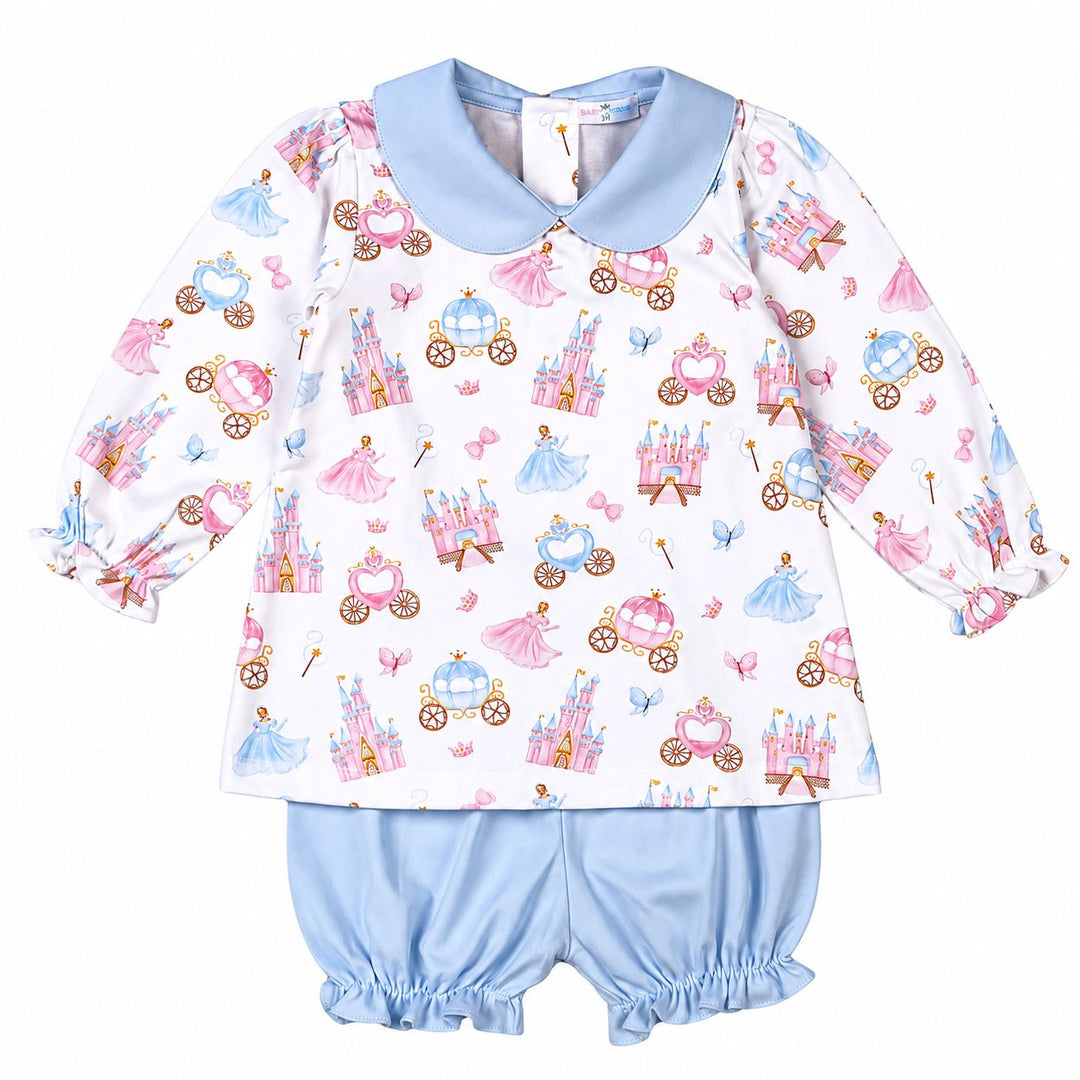 Princess and Castles Pima Collar Bloomers Set Girl Bloomer Set Baby Loren 