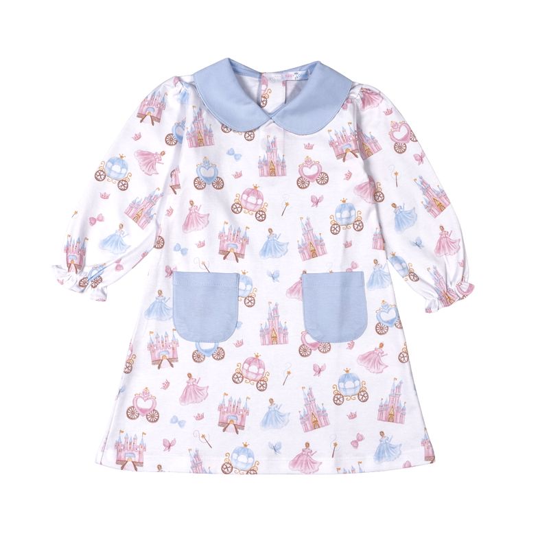 Princess and Castles Pima Collar Dress w/ Pockets Girl Dress Baby Loren 