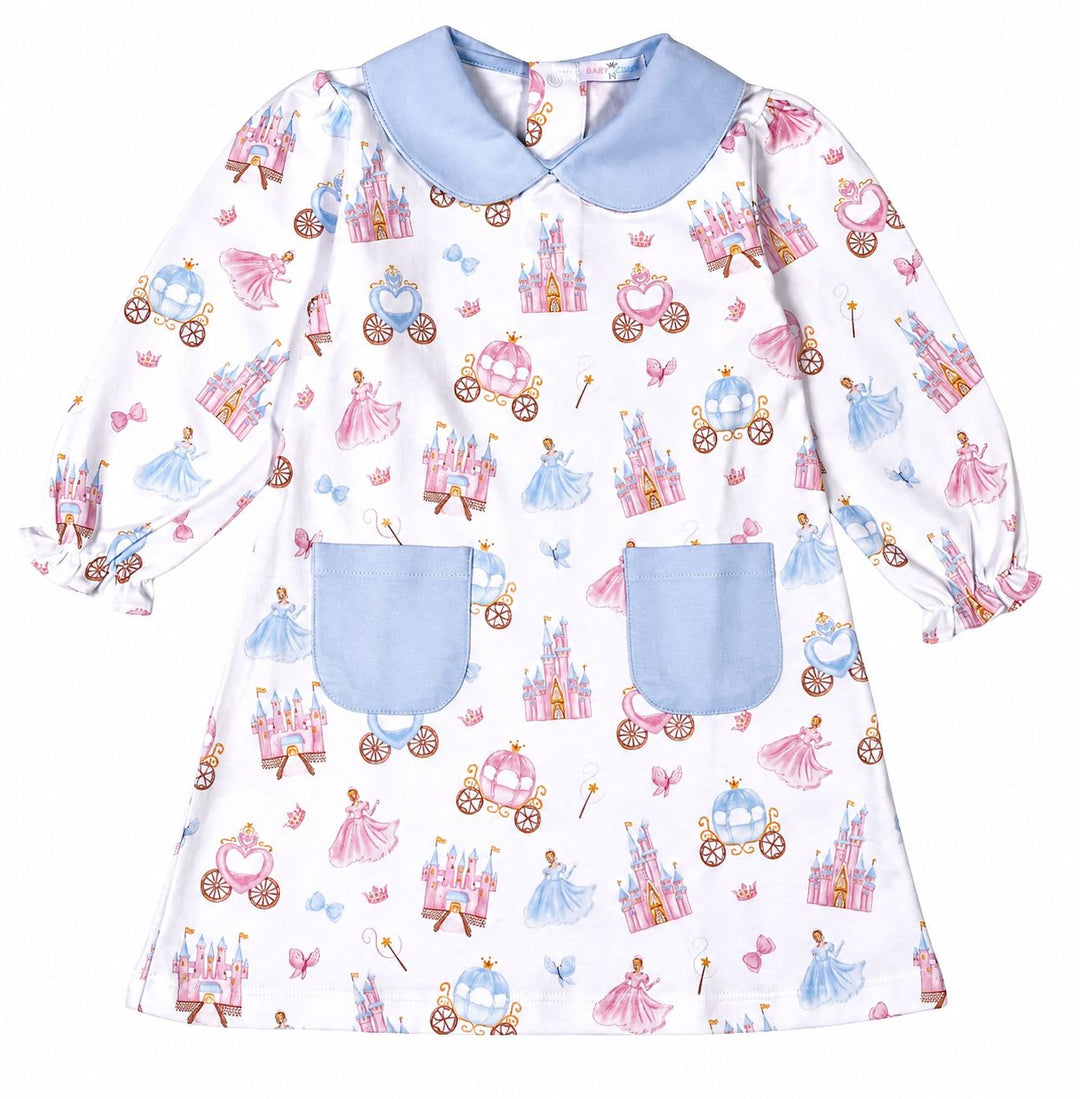 Princess and Castles Pima Collar Dress w/ Pockets Girl Dress Baby Loren 
