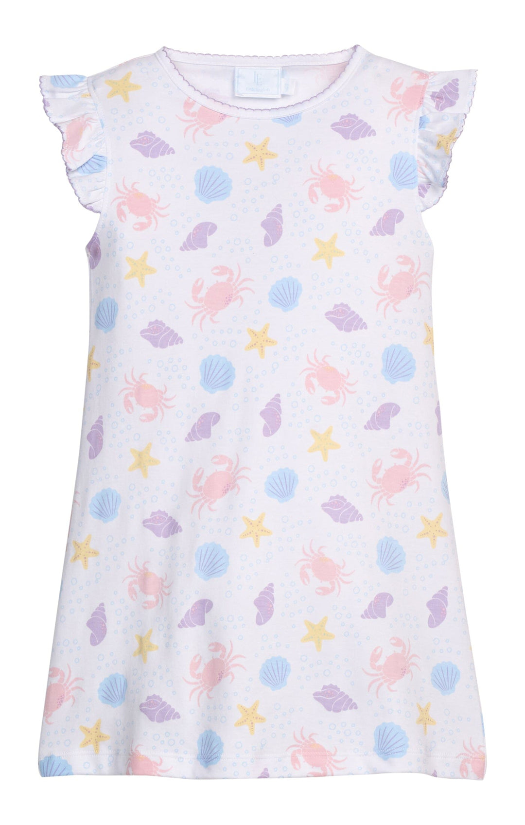 Printed Angel Sleeve Dress - Sea Shells Girl Dress Little English 