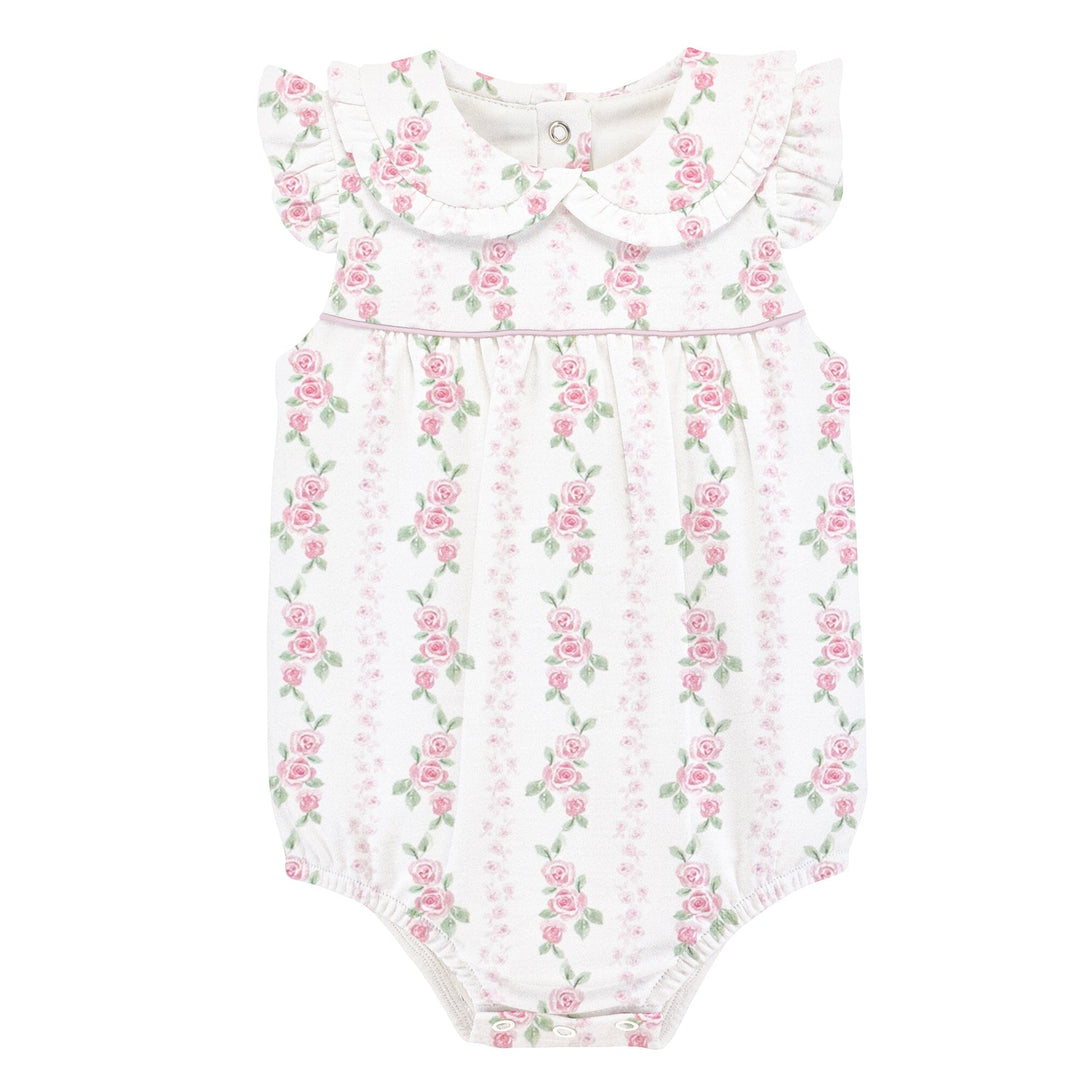Printed Bubble with Flutter Sleeve - Soft Roses Girl Bubble Baby Club Chic 