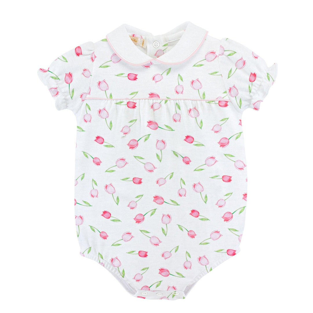 Printed Bubble with Round Collar - Baby Tulips Girl Bubble Baby Club Chic 
