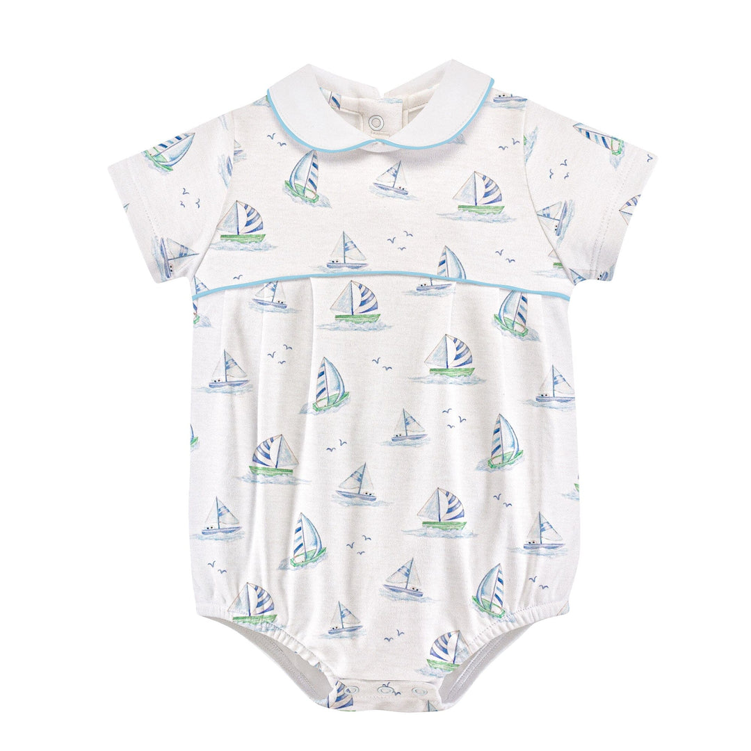 Printed Bubble with Round Collar - Blue Sails Boy Bubble Baby Club Chic 