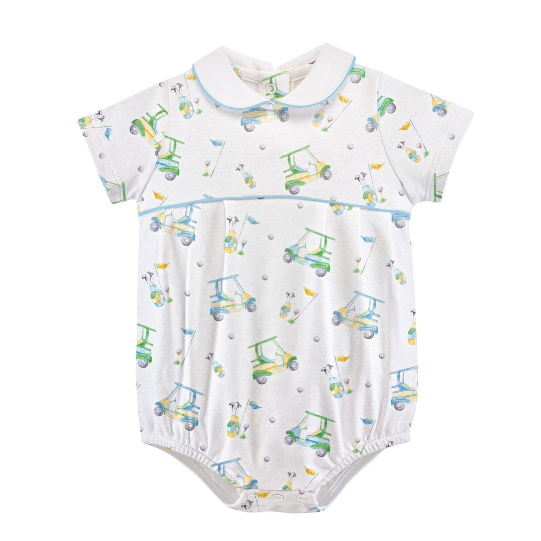 Printed Bubble with Round Collar - Golf Grit Boy Bubble Baby Club Chic 