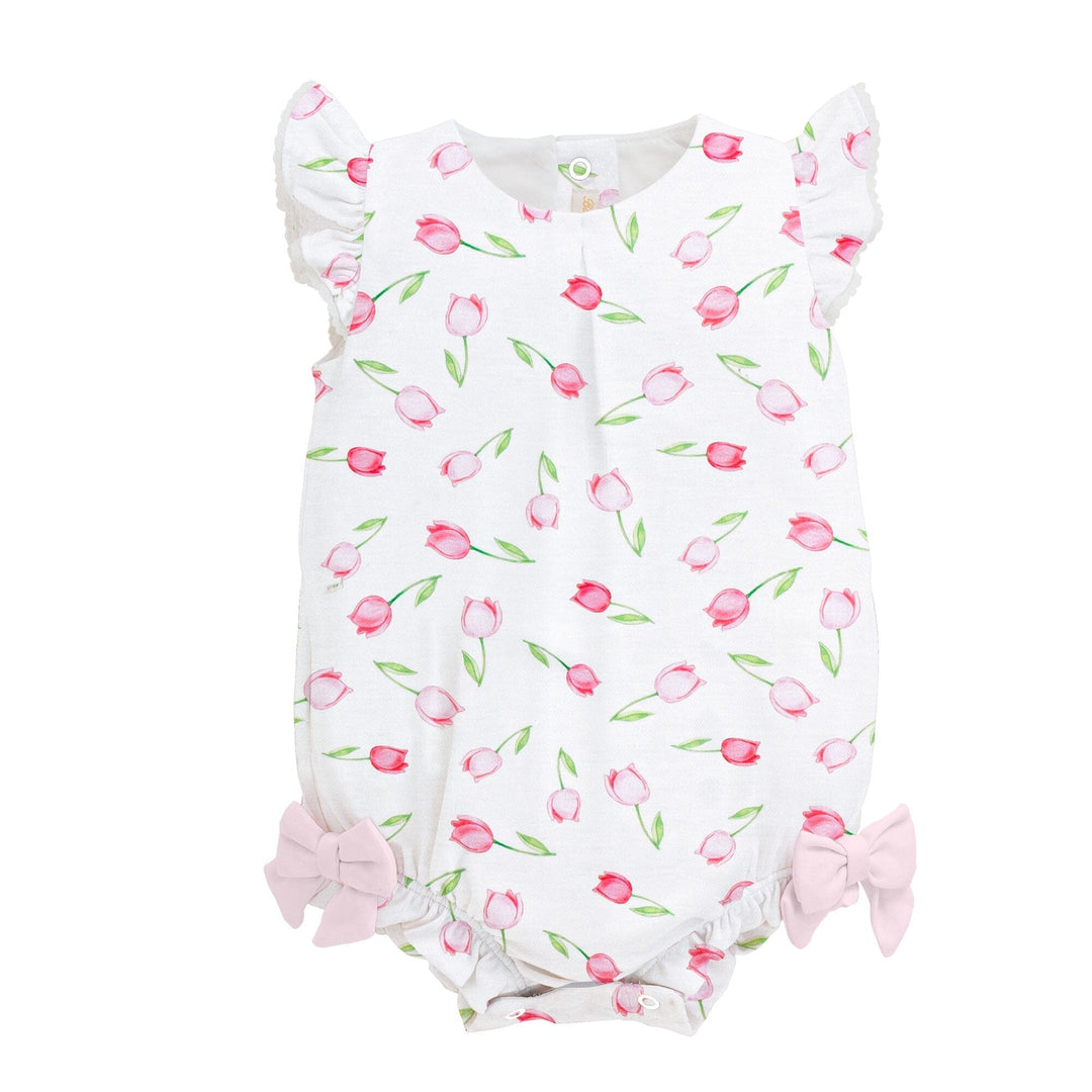 Printed Bubble with Ruffles and Bows - Baby Tulips Girl Bubble Baby Club Chic 