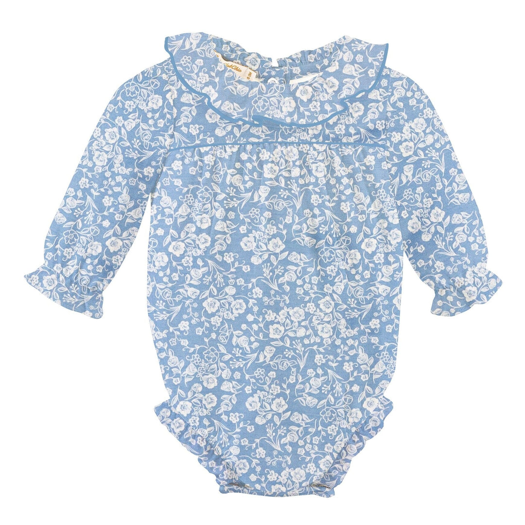 Printed Bubble with Scalloped Collar - Blooming Garden Girl Bubble Baby Club Chic 