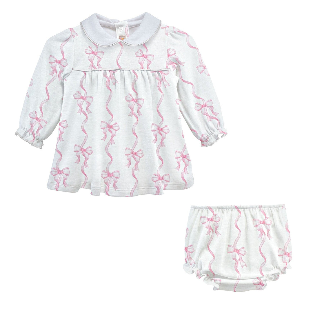 Printed Dress with Round Collar - Coquette Bows Girl Dress Baby Club Chic 