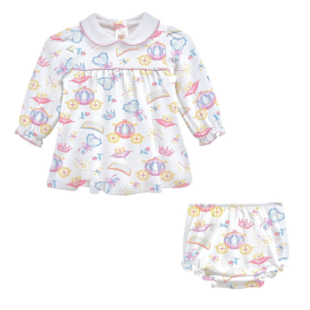 Printed Dress with Round Collar - Once Upon a Time Girl Dress Baby Club Chic 