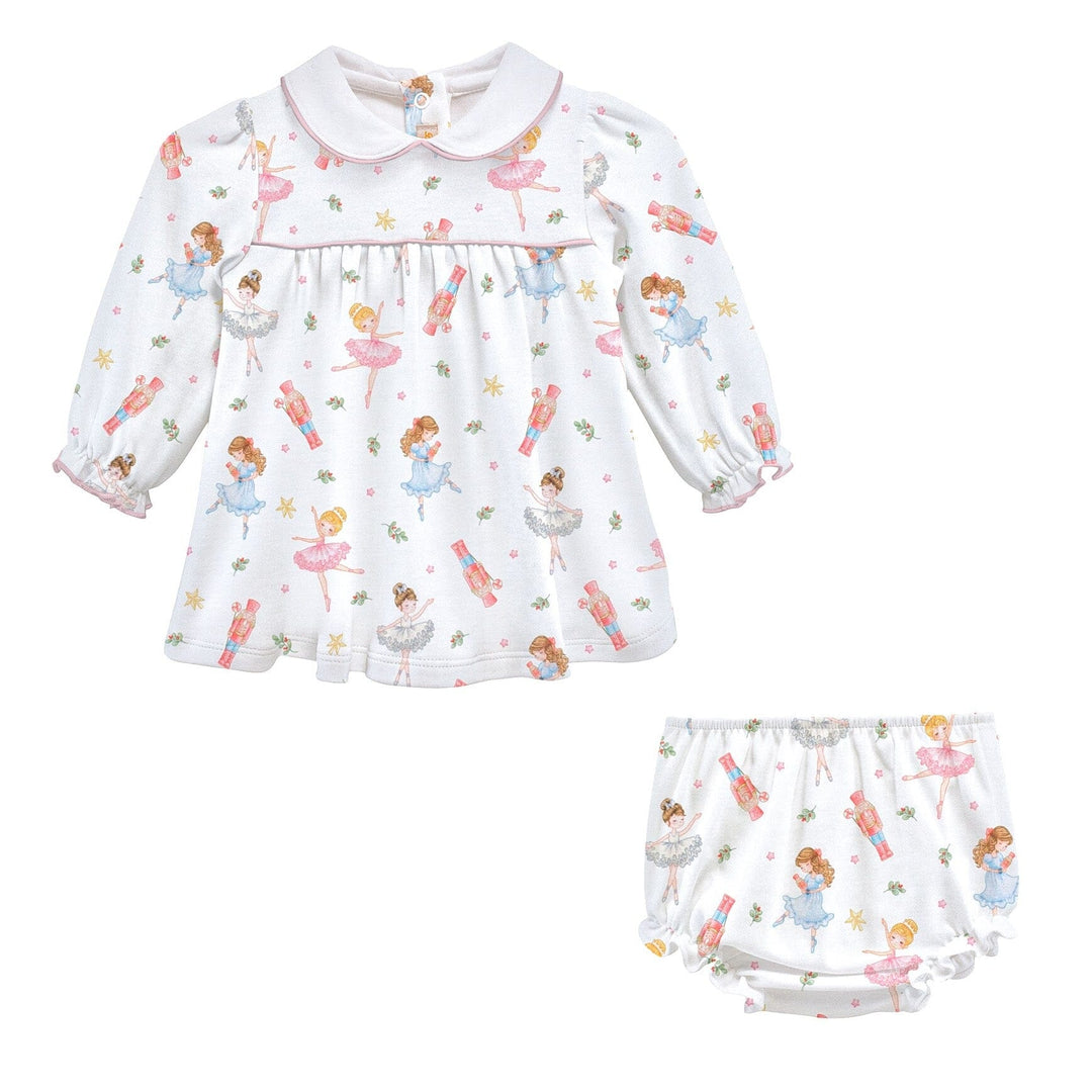 Printed Dress with Round Collar - Pink Nutcracker Girl Dress Baby Club Chic 