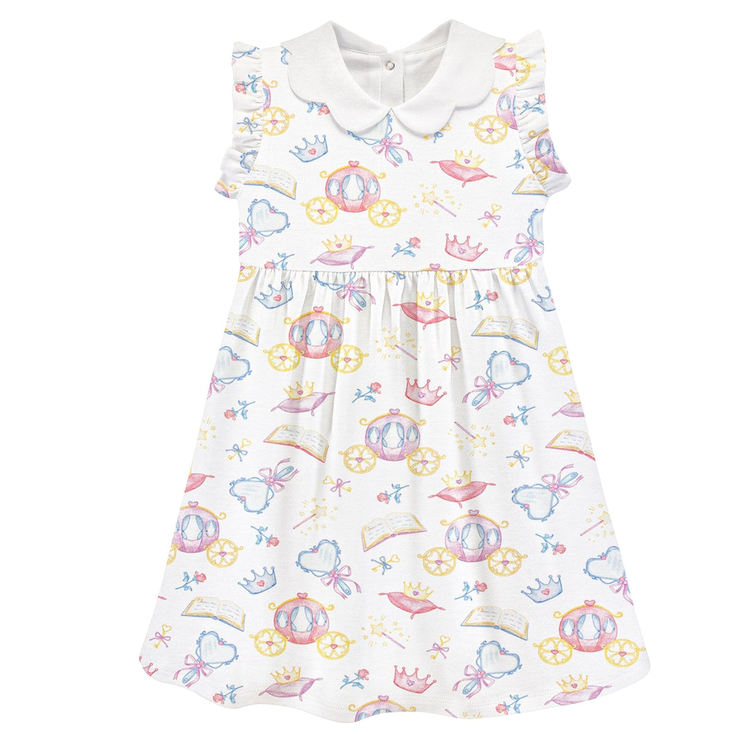 Printed Dress with Scalloped Collar - Once Upon A Time Girl Dress Baby Club Chic 