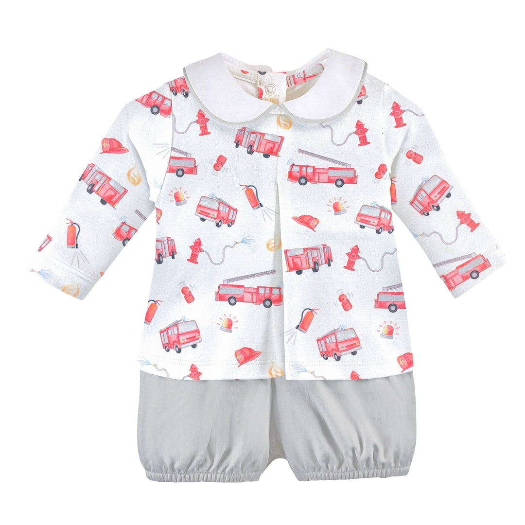Printed Tee and Bloomer Set - Firetrucks Boy Set Baby Club Chic 