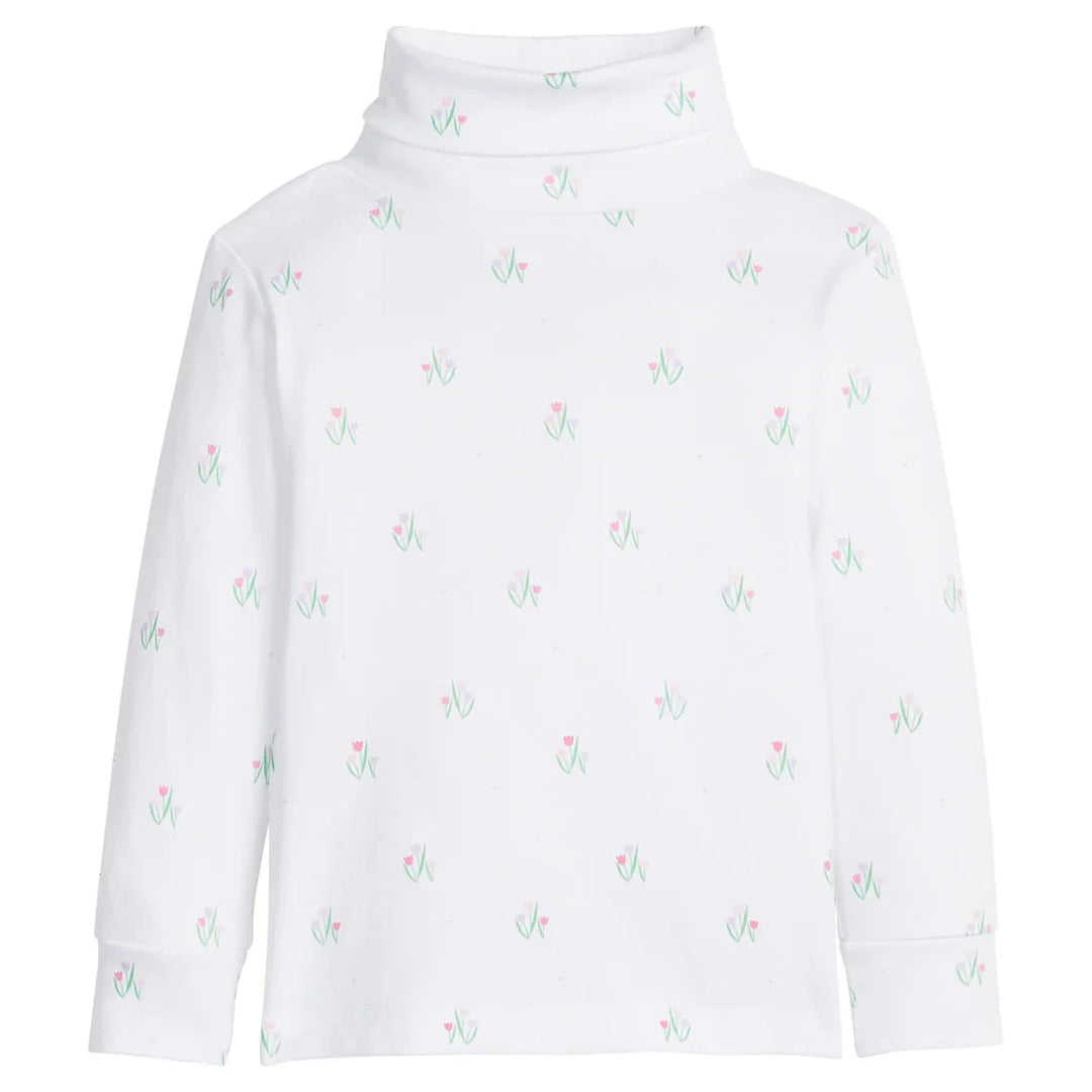 Printed Turtleneck - Tulips Girl Shirt Little English 
