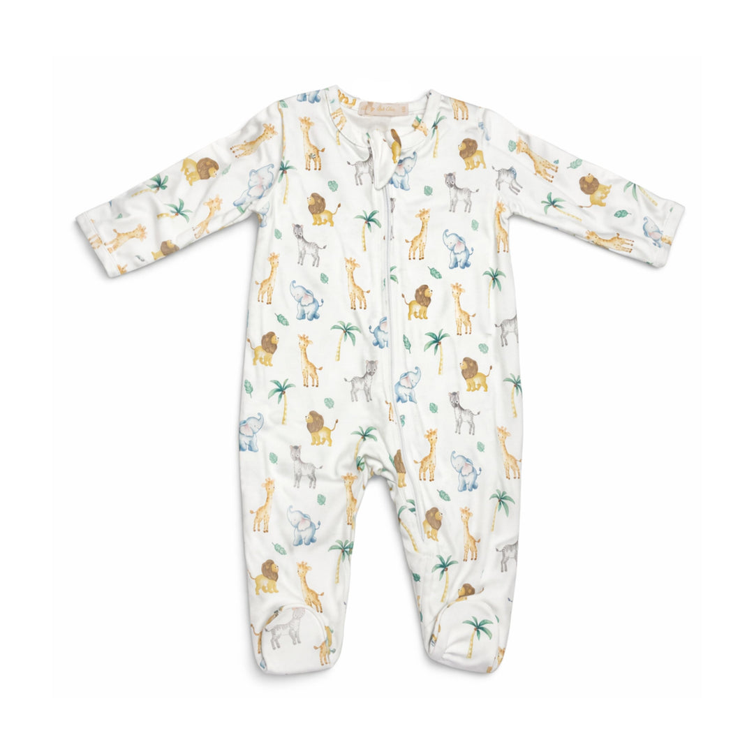 Printed Zip Footie - Little Safari Boy Footie Baby Club Chic 