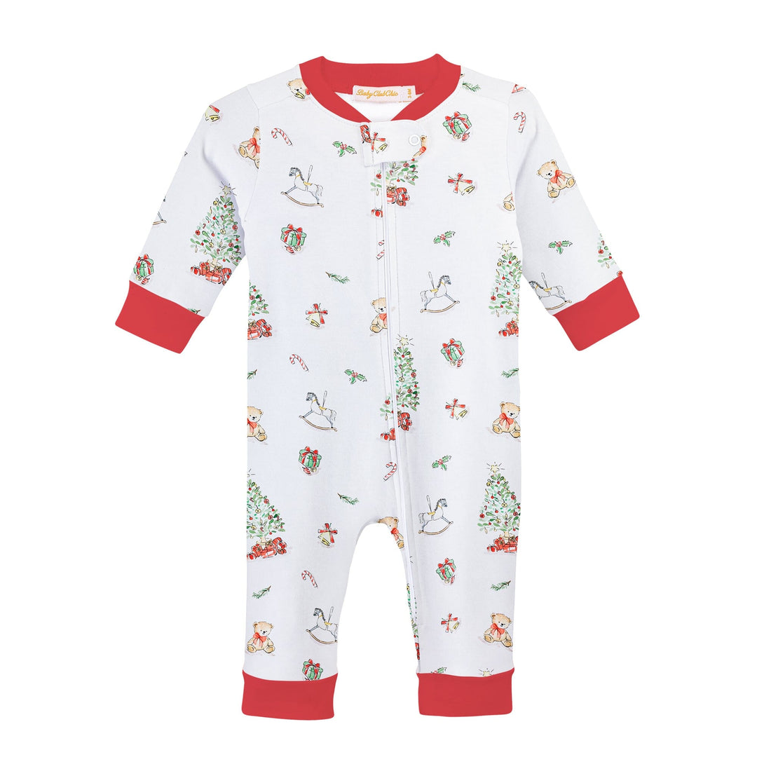 Printed Zipper Romper - Christmas tree Boy Pajamas Baby Club Chic 